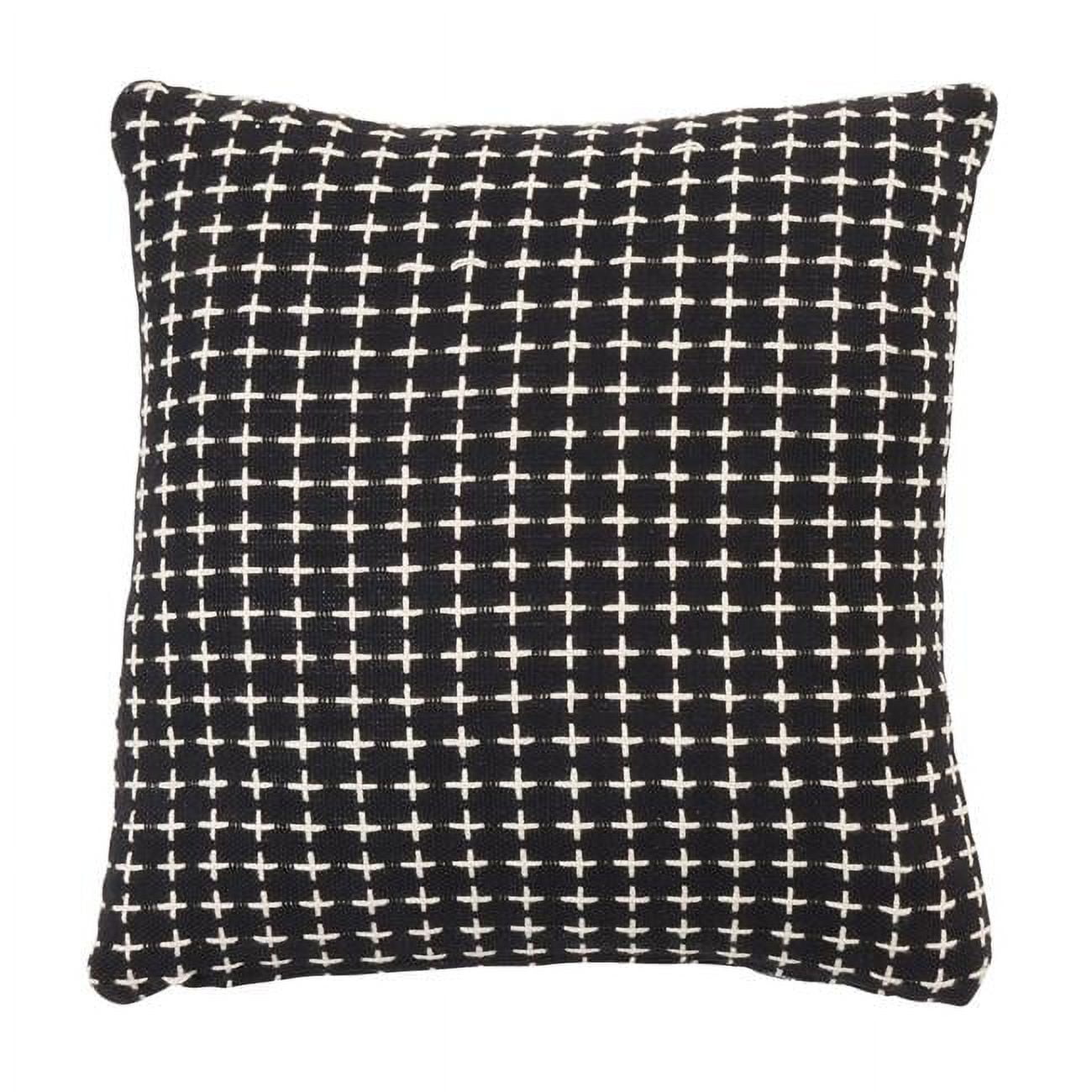 18" Black Wool Blend Square Throw Pillow Cover