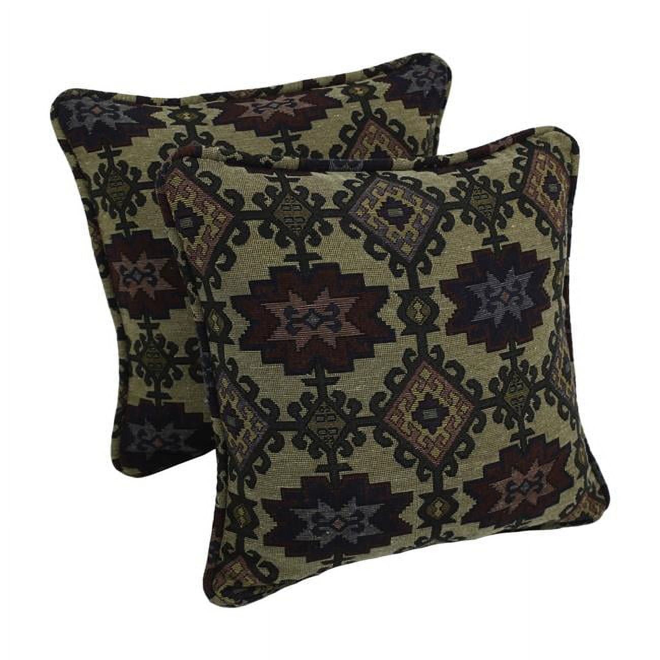 18-inch Double-corded Patterned Tapestry Square Throw Pillows with Inserts (Set of 2)