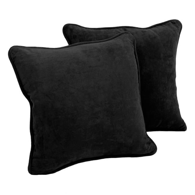 Black Double-Corded Microsuede Square Throw Pillows, Set of 2
