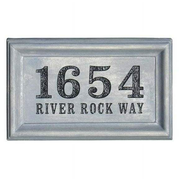 18 in. Engraved Rectangle Cast Concrete Address Block in Antique Gray Color