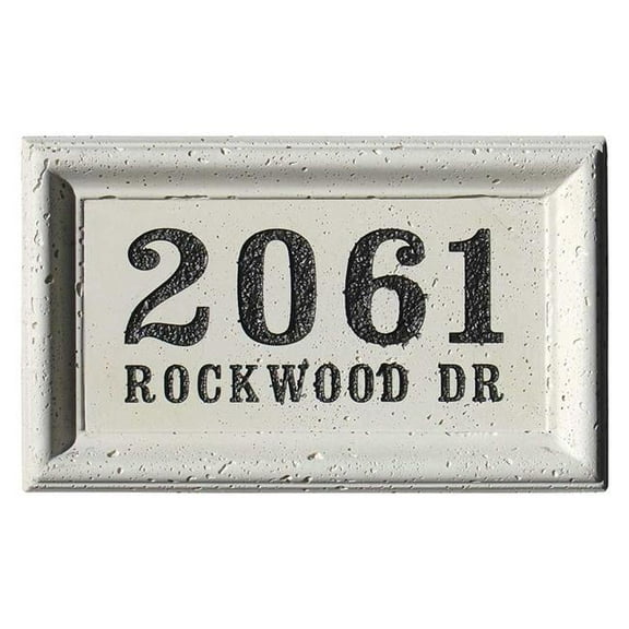 18 in. Engraved Rectangle Cast Concrete Address Block in Cream Color