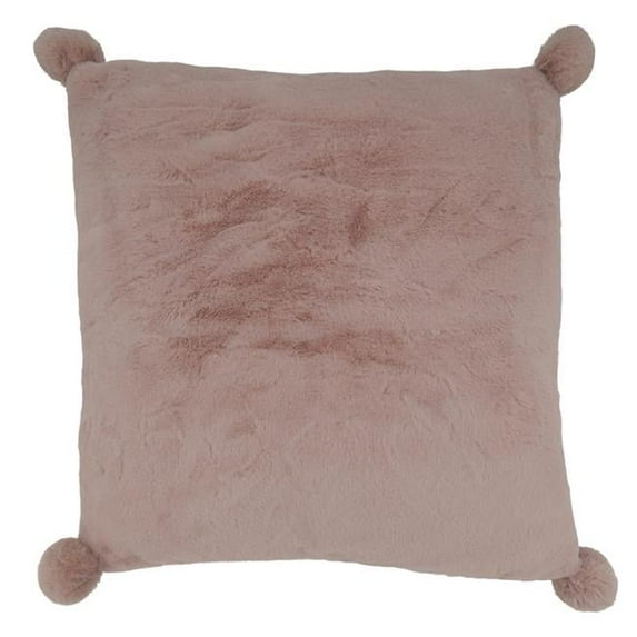 18 in. Faux Rabbit Fur Poly-Filled Throw Pillow, Oatmeal