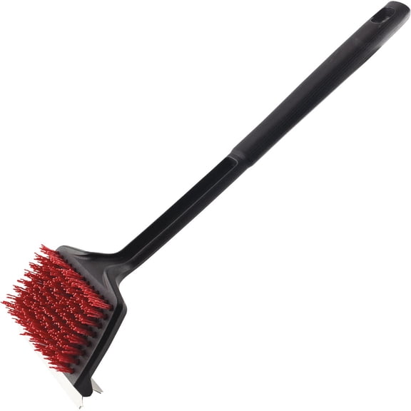 Curtilage Flat Top Grill Brush with Scraper - Nylon Bristles, Heavy Duty - 18 in