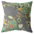 thumbnail image 1 of 18 in. Garden Decorative Suede Throw Pillow, Orange, Green & Gray, 1 of 1
