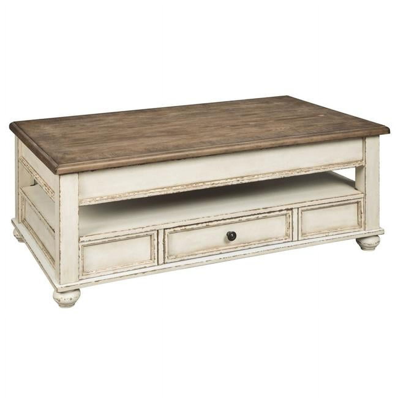 Realyn Two-Tone Lift-Top Coffee Table with Storage, Brown & White