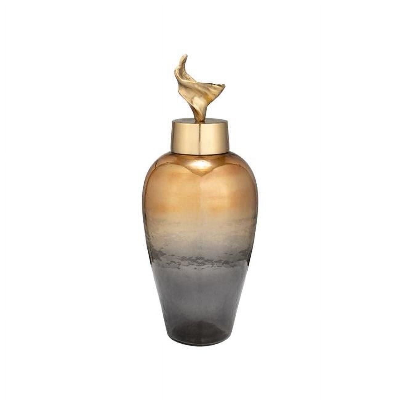 Bronze 17" Metal Vase with Lily Lid