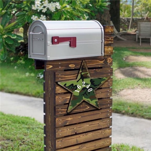 18 in. Military Star Wooden House Number Sign Decor