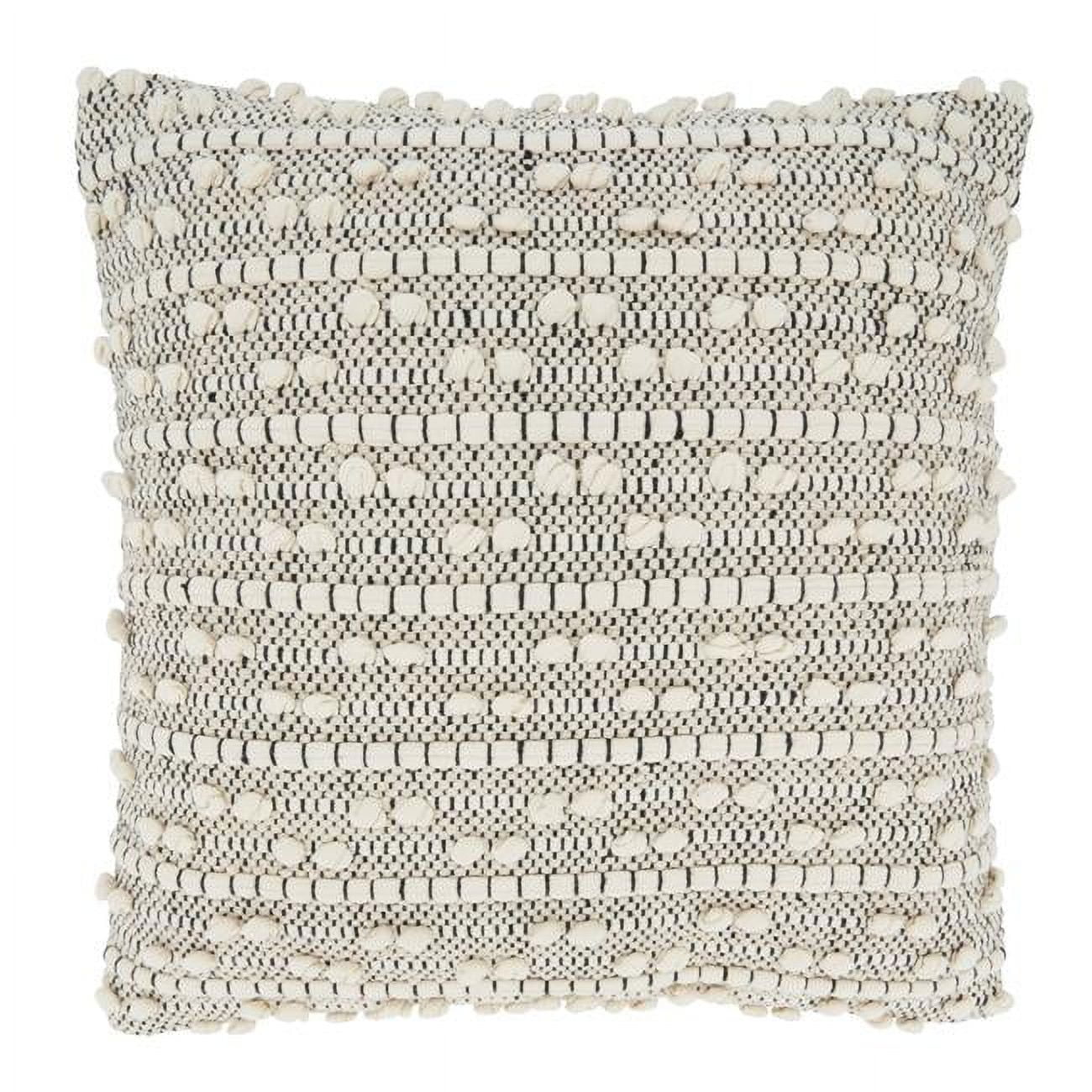 Natural Multi-Textured Moroccan Cotton Square Throw Pillow