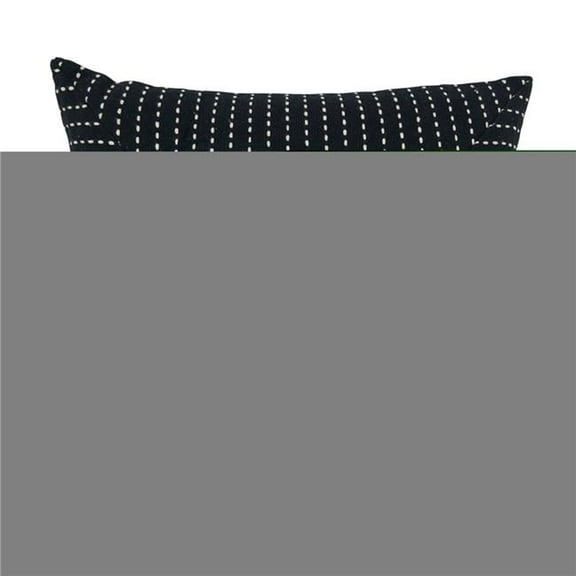 18 in. Patchwork Stitch Square Throw Pillow with Poly Filling, Black