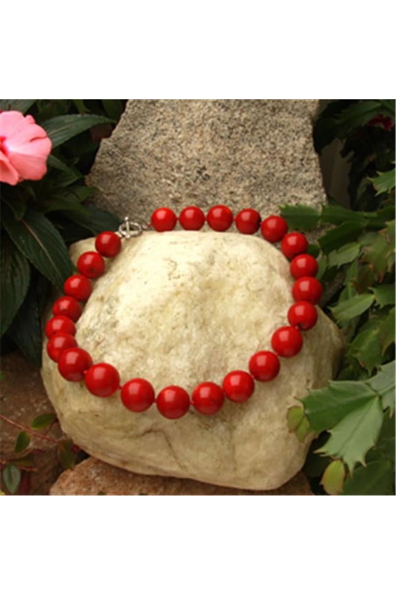 18 in. Polished Red Coral Necklace