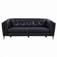 thumbnail image 1 of 18 in. Primrose Contemporary Sofa, Dark Metal Finish & Navy Genuine Leather, 1 of 1