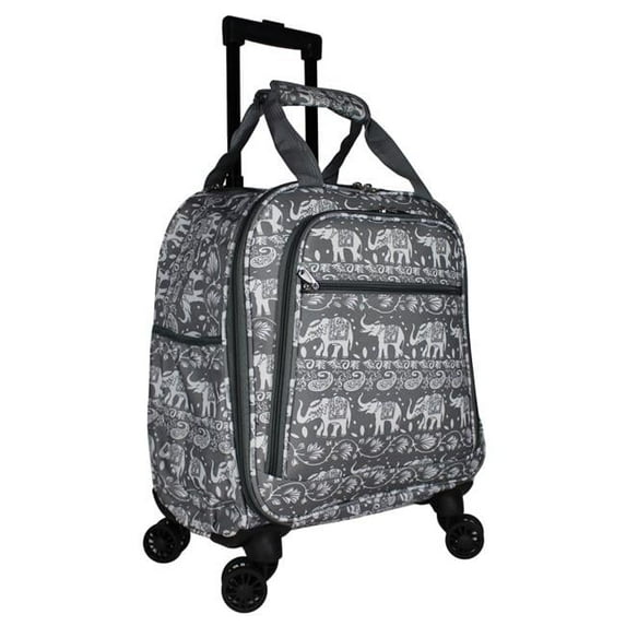 18 in. Prints Spinner Carry-On Luggage, Grey White Elephant