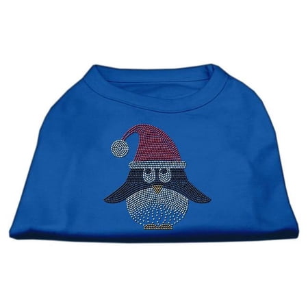 18 in. Santa Penguin Rhinestone Dog Shirt - Blue, 2XL