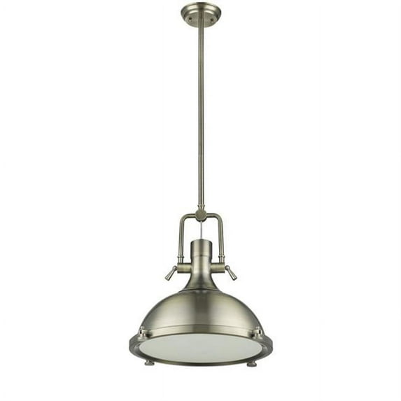 18 in. Shade Lighting Ironclad Industrial-Style 1 Light Antique Brass Ceiling Mini Pendant - Antique Brass