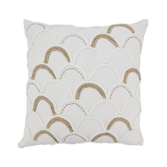 18 in. Shoreline Serenity Scallop Design Poly Filled Throw Pillow, Ivory