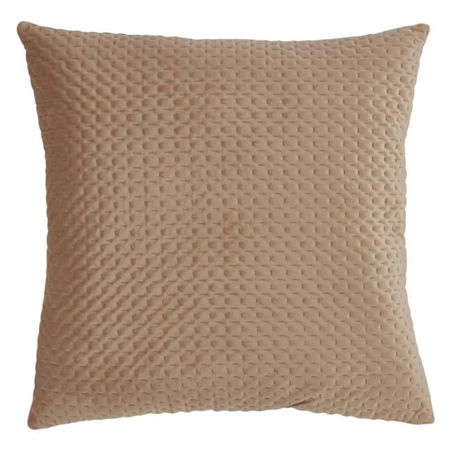 Beige Pinsonic Velvet 18" Square Throw Pillow
