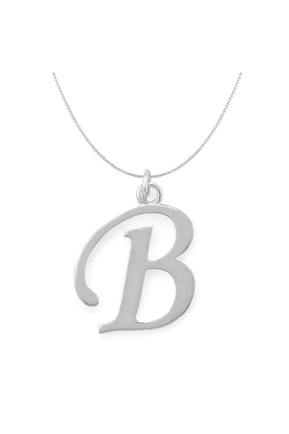 18 in. Sterling Silver Initial Letter B Pendant with 0.70 mm Thin Box Chain