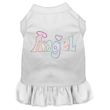18 in. Technicolor Angel Rhinestone Pet Dress, White - 2XL