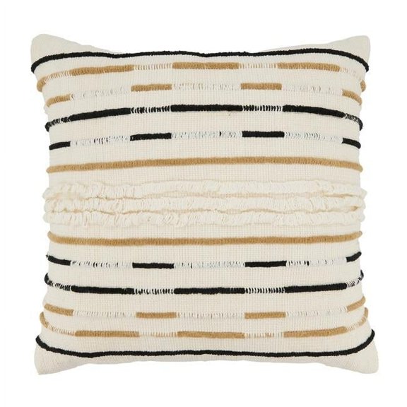 18 in. Textured Touch Corded Square Throw Pillow Cover, Ivory