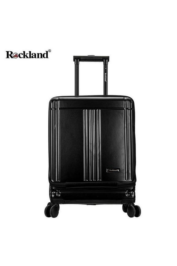 18 in. Tokyo Polycarbonate Carry on Laptop Spinner Luggage - Black