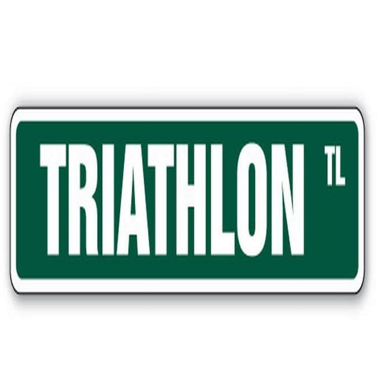 18 in. Triathlon Street Sign - Triathlete Runner Bike Swimming Cycling ...