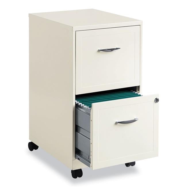 Pearl White 18" Vertical Mobile 2-Drawer Metal File Cabinet