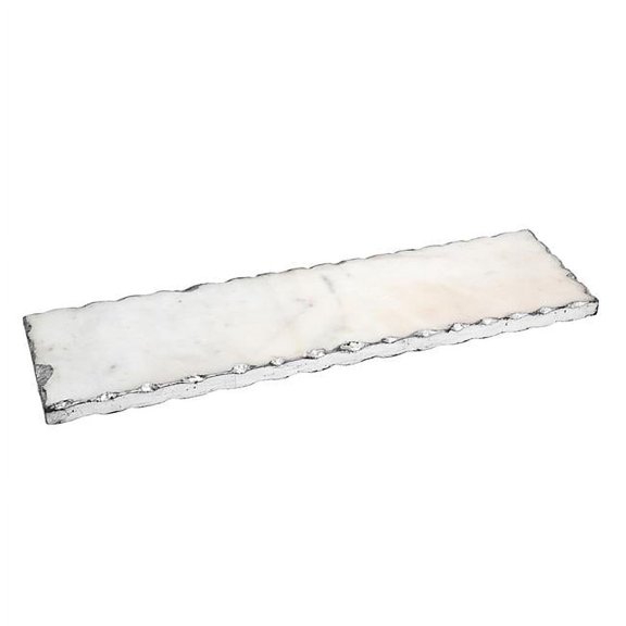 18 in. White Rectangular Marble Vanity Tray