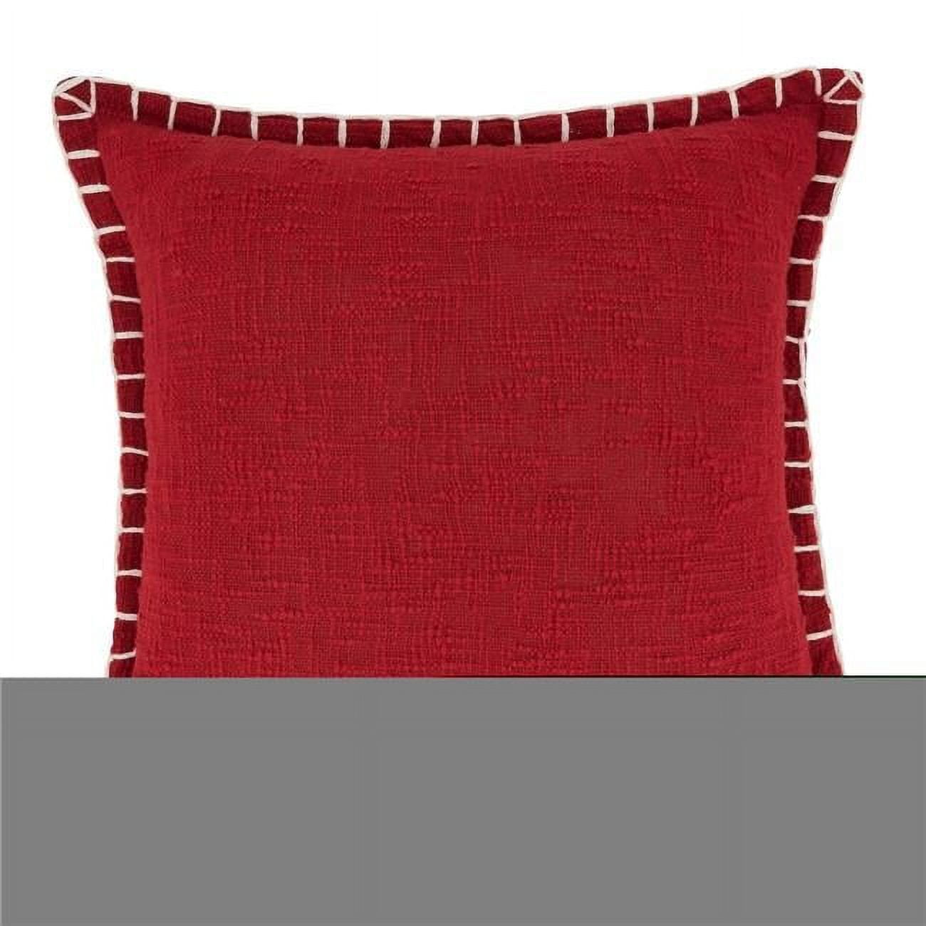 18 in. Woven Warmth Chunky Whip Stitch Square Poly Filled Throw Pillow, Red