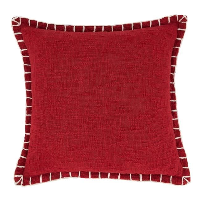 Red Cotton Chunky Whip Stitch Euro Pillow Cover
