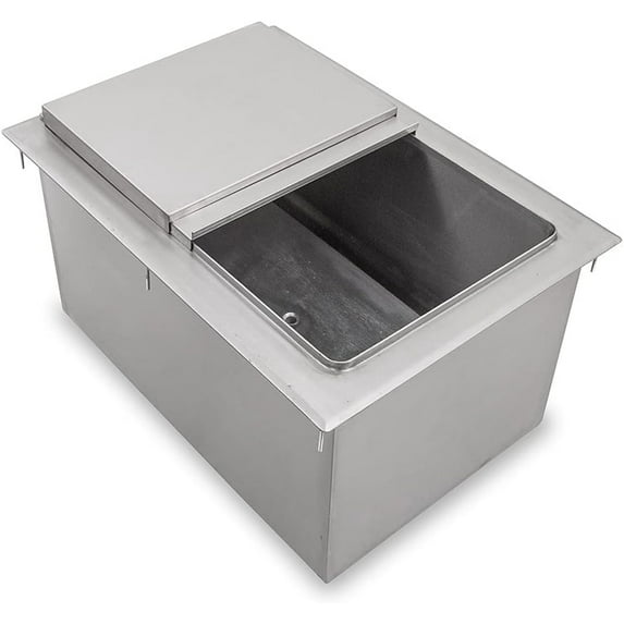 18 in. x 12 in. Stainless Steel Drop-In Ice Bin with Sliding Cover NSF | Drop In Ice Bin Chest
