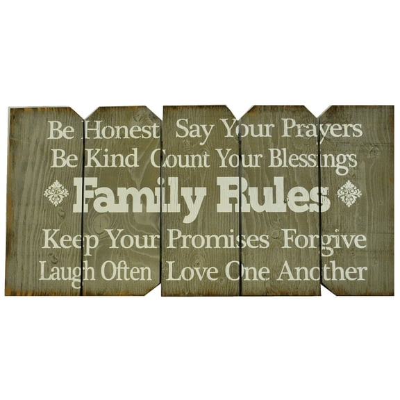 18 in. x 36 in. "Family Rules" by Rough Cut Decor Printed Wall Art