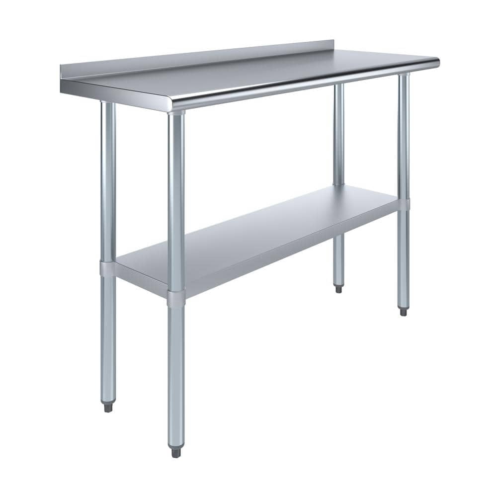 18 in. x 48 in. Stainless Steel Kitchen Utility Table with 1.5 in ...