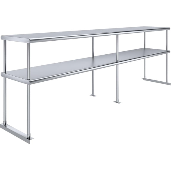 18 in. x 96 in. AmGood Stainless Steel Double Deck Over Shelf