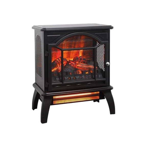 18 inch 3D Flame Electric Infrared Quartz Fireplace Stove with Remote Control, Antique Black Free-Standing Heater for Small Spaces, CSA/UL Certified