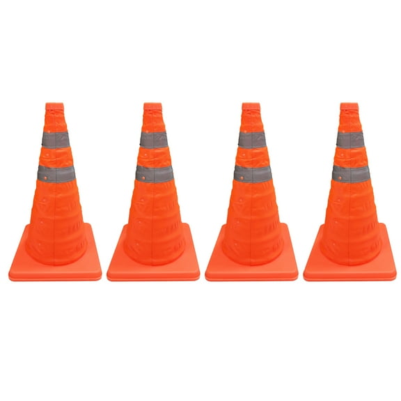 18 inch 4-Pack Collapsible Reflective Traffic Cones ,Pop-Up for Parking, Construction & Driving - Compact Storage Design