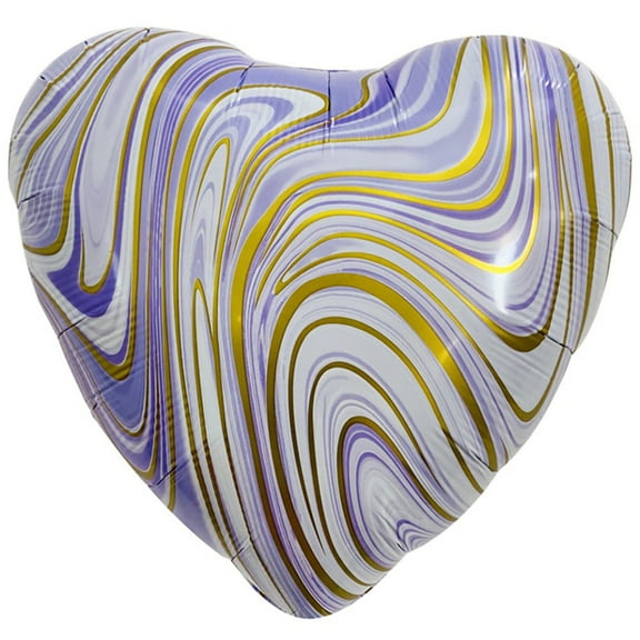 18 inch Agate Heart - Purple & Gold Foil Mylar Balloon - Party Supplies Decorations