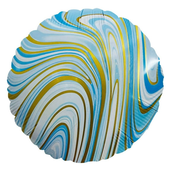 18 inch Agate Round - Blue & Gold Foil Mylar Balloon - Party Supplies Decorations