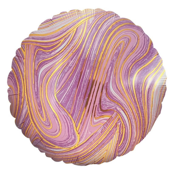 18 inch Agate Round - Lavender & Gold Foil Mylar Balloon - Party Supplies Decorations