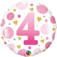 thumbnail image 1 of 18 inch Age 4 Pink Dots Qualatex Foil Mylar Balloon - Party Supplies Decorations, 1 of 1