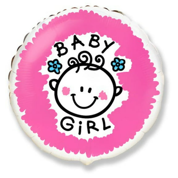 18 inch Baby Girl Face Foil Mylar Balloon - Party Supplies Decorations