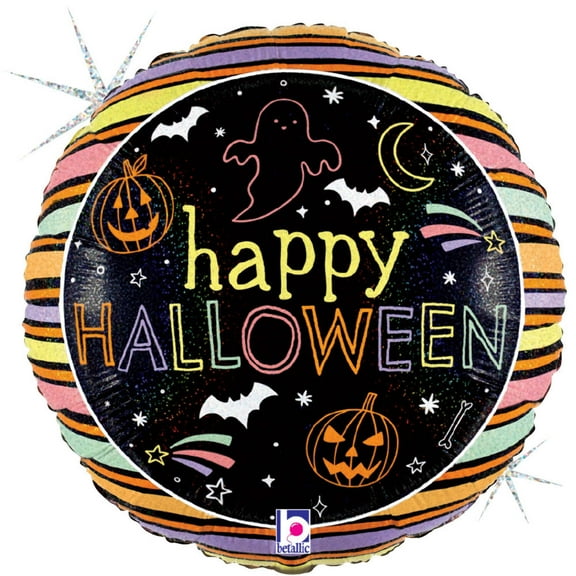 18 inch Betallic Spooky Pastel Halloween Foil Mylar Balloon - Party Supplies Decorations