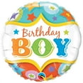 thumbnail image 1 of 18 inch Birthday Boy Circus Stars Qualatex Foil Mylar Balloon - Party Supplies Decorations, 1 of 2