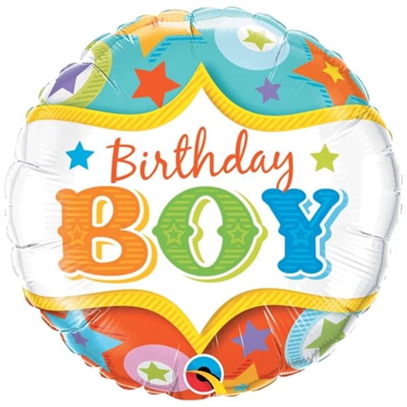 18 inch Birthday Boy Circus Stars Qualatex Foil Mylar Balloon - Party Supplies Decorations