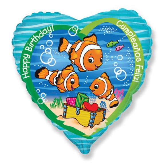 18 inch Birthday Clownfish Foil Mylar Balloon - Party Supplies Decorations