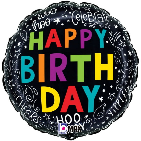 18 inch Birthday Doodles Foil Mylar Balloon - Party Supplies Decorations