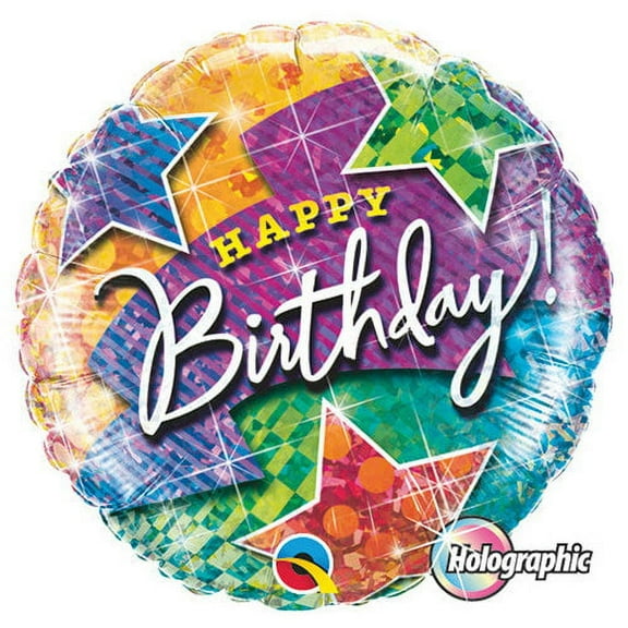 18 inch Birthday Lightning Bolt & Stars Foil Mylar Balloon - Party Supplies Decorations