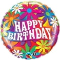 thumbnail image 1 of 18 inch Birthday Psychedelic Daisies Qualatex Foil Mylar Balloon - Party Supplies Decorations, 1 of 2
