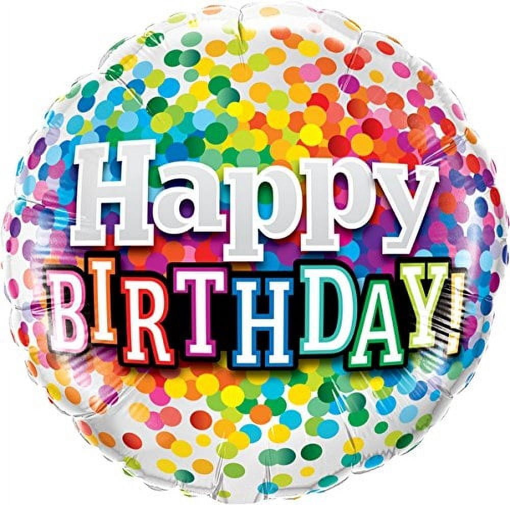 18 inch Birthday Rainbow Confetti Qualatex Foil Mylar Balloon - Party ...