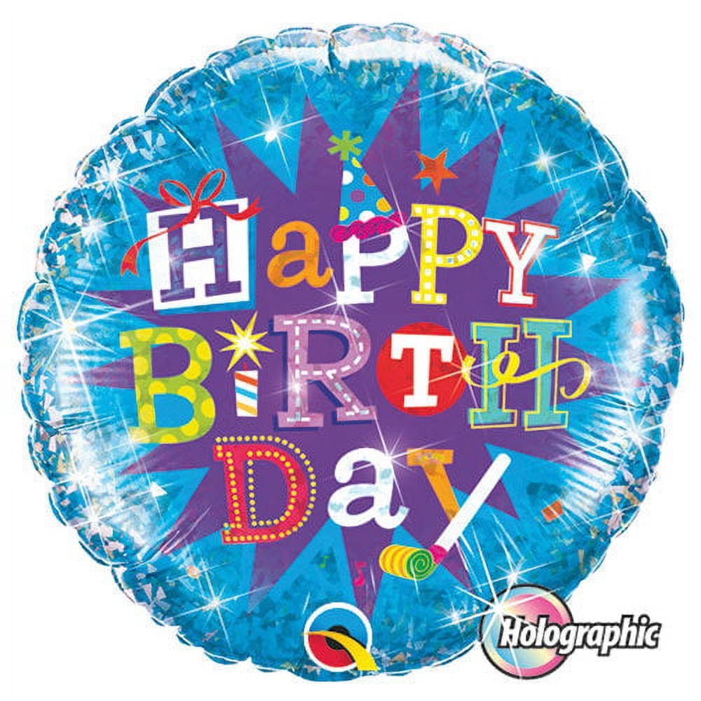 18 inch Birthday Typography Blue Foil Mylar Balloon - Party Supplies ...