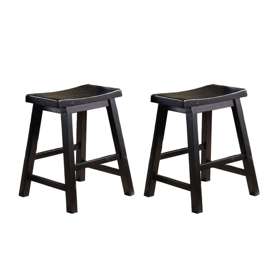 18 - inch Black Solid Wood Saddle Stools / Fit for Dining Tables